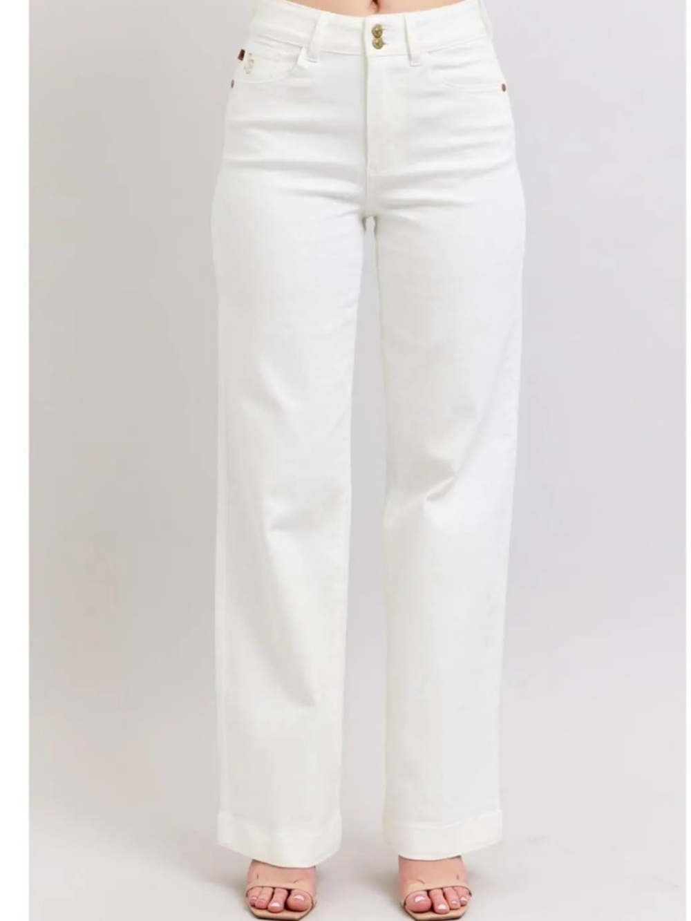 Judy Blue White High-Rise Wide Leg Jeans